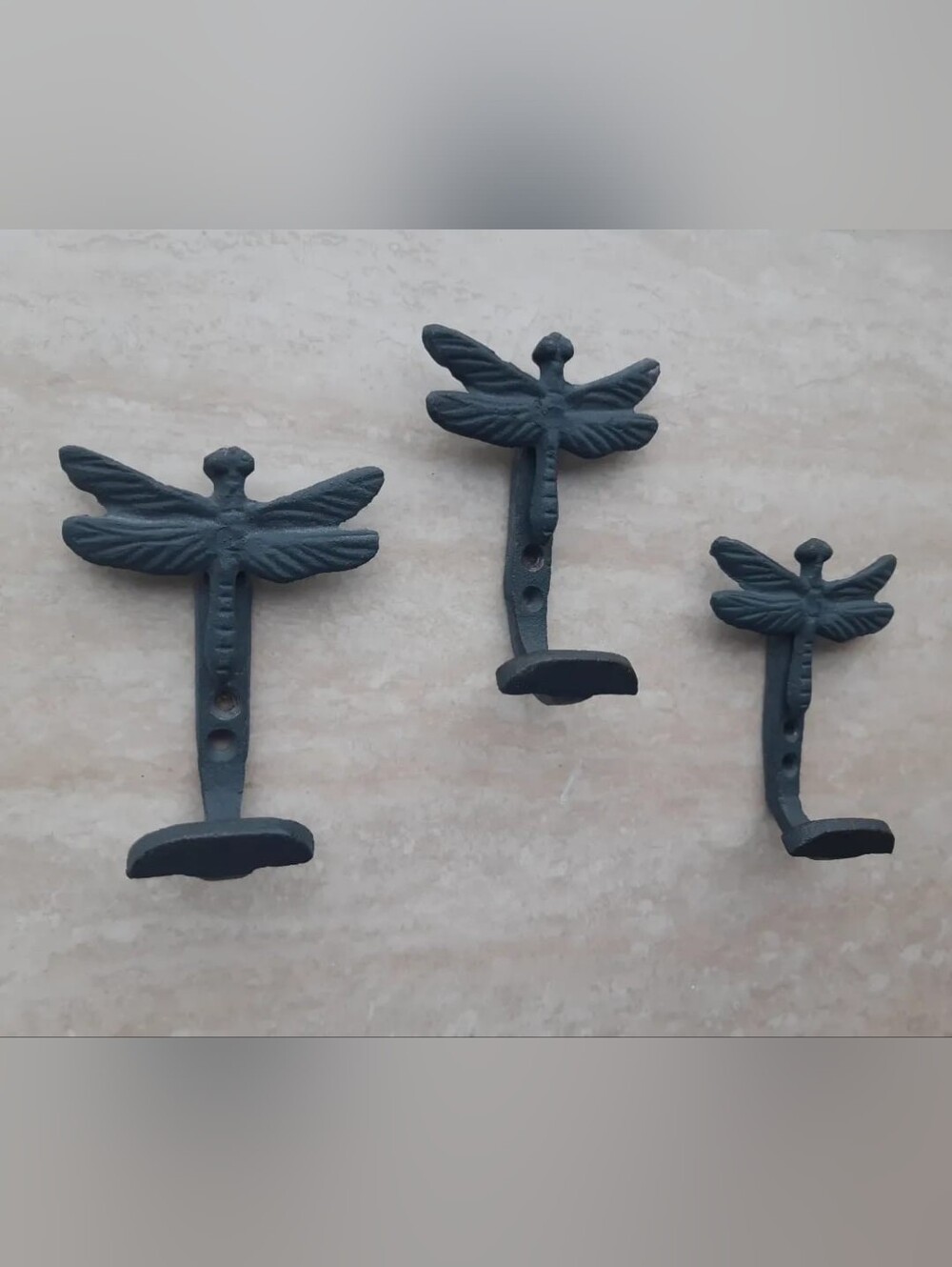 Dragonfly Wall Hooks - Cast Iron Home Wall Decor (Set of 3)